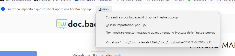Menu opzioni popup Firefox - Esempio 2